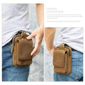 Men’s Head Leather Chest Bag Business Casual Leather Crossbody Chest Bag Student Chest Bag