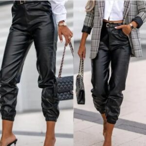 Women’s Casual PU Length Leather Pants