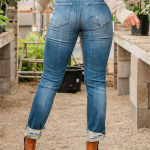 Slim Fit And Torn Blue Jeans For Women