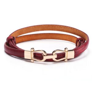 Snakeskin Crown Double Buckle Ladies Leather Thin Belt Belt