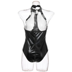 Fun Underwear One-piece Patent Leather Motorcycle Suit Leaking Milk Passion Suit