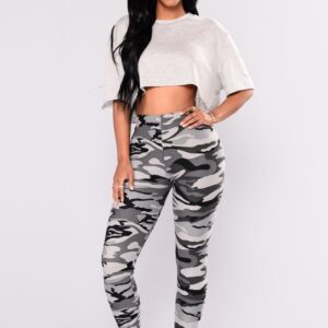 Camouflage Printed Grey Casual Legging Pants