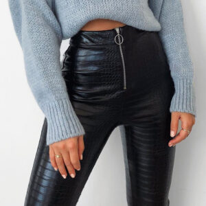 PU leather  zip leggings