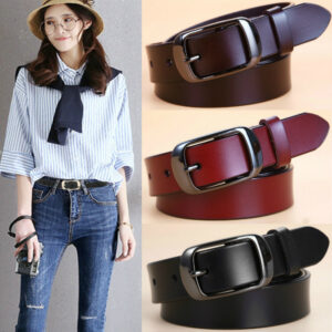 Ladies elastic leather belt