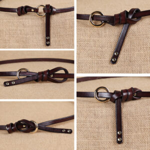 Round button top leather belt