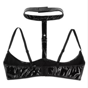 PVC High Gloss Patent Leather Sexy Low Cut Leather Bra