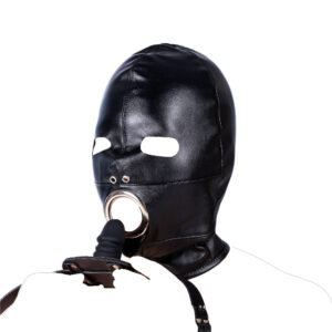 Black Removable Eye Mouth Ball Lace-up All-inclusive Hood Mask Leather