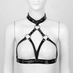 Bright PVC Patent Leather Halter Bra