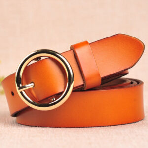 The new lady fashion retro pure leather belt belt ladies all-match round buckle leather belt ladies fine belt