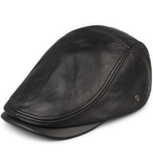 Autumn And Winter Cowhide Men’s Leather Hat Thin Middle-aged