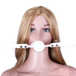 White Flat-shaped Large Silicone Mouth Ball For Adults