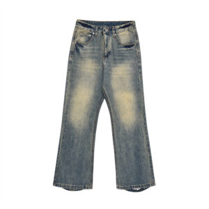 Washed Yellow Faded Jeans For Men