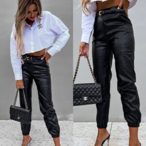 Women’s Casual PU Length Leather Pants