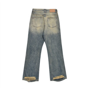 Washed Yellow Faded Jeans For Men