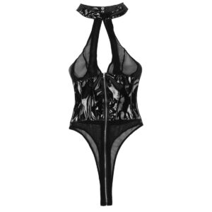 Women’s Cutout One Piece Zip Patent Leather Underwear