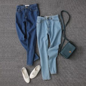 Vintage Women Boyfriend Women’s Jeans Mom High Waist Jeans Blue Casual Pencil Korean Pants Street Jeans