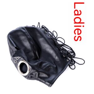 Black Removable Eye Mouth Ball Lace-up All-inclusive Hood Mask Leather