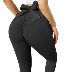 Women’s Double-sided Brushed Hip Lifting Sport Fitness Bow Yoga Pants