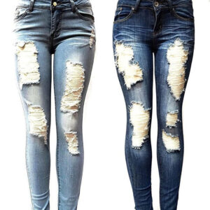 European And American Style Women Ripped Slimming Jeans