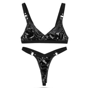 PVC High-gloss Patent Leather Bikini Set