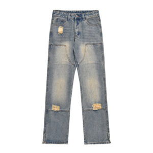 Retro Blue Washed Worn Jeans Men