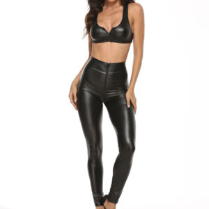 Mirror PU Underwear Set Patent Leather Uniform