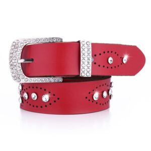 Women’s Rhinestone Inlaid Leather Belt